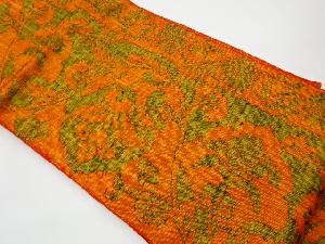 リサイクル　手織り真綿紬花唐草模様織出し名古屋帯